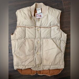 Men's Beige and Brown Puffer Vest